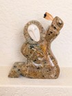 Vintage Carved Soapstone Inuit Lg Dancer Eskimo W  Feather Signed Sculpture Ry