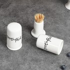 W u Ceramic Toothpick Holder Dispenser With Lid  Set Of 2  White