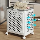 50l Collapsible Laundry Hamper Foldable Rolling Laundry Basket With Wheels