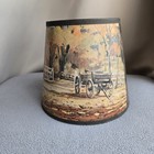 Vintage Cowboy Farmer Lamp Shade Americana 5 75  X 6 5 