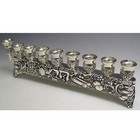 Hanukkah Menorah Chanukah Hanukkia Silver Plated With  chai   11 5  X 3   New