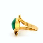 Vintage 9k Yellow Gold Marquise Malachite Cabochon Bypass Cocktail Ring