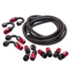 An8 -8an Nylon Steel Braided Oil Fuel Line Hose End Fitting Adaptor Kit 16ft Red