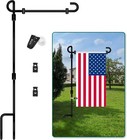 Garden Flag Stand Premium Yard Flag Pole Holder  35 4    16 4    Metal Black
