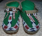Native American Beaded Sioux 1880-1890  Sinew Sewn  On Deer Hide Adult Moccasins