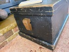 Old Antique Pine Chest  Vintage Wooden Storage Trunk  Blanket Box  Coffee Table 