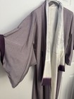 Purple Silk Woven Haori Kimono Jacket Wide Sleeves White Ombre Lining