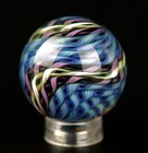 Bryan Trillas Glass Marble filigree 14 Cane Pattern uv blues   Purple 1 0-1 1in