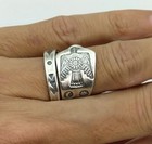 Native American Thunderbird Arrow Adjustable Silver Tone Spoon Ring Size 6