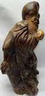 Chinese Vintage Carved Wood Root Statue Shou Lao Longevity Fortune Shou Xing 21   