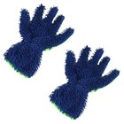 2pcs Car Wash Mitts  Double Sided Chenille Microfiber Dusting Gloves With Blue