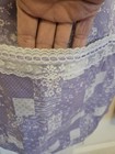 Vintage Half Apron Blue Red Floral  Lilac With Pockets Lace Trim Lot Of 2