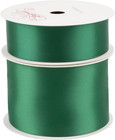 2 Rolls Forest Green Double-faced Satin Ribbon  1  And 2  X 10 Yds