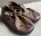 Rare Antique Buckle T-strap Boys Girls Kids Leather Baby Shoes For Child Or Doll