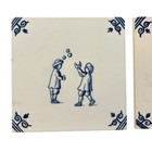 Antique Dutch Delft Blue Ceramic Tiles Children Playing Wall Decor Holland 5x5