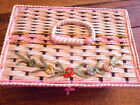Vintage Wicker Pink Sewing Basket Box-exc A -trinkets Jewelry Treasures  