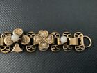 Victorian Antique Gold Plated Real Pearls Link Bracelet