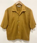Vtg 60 s Sportsman California Bowling Cropped Cotton Mustard Work Loop Shirt Xl