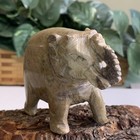 Vintage Soapstone Elephant Figurine Hand Carved Stone Lucky Animal 3 5 x3  340g
