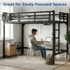 Loft Bed Industrial Black Metal Twin Xl Led Lights Charging Station Dorm 83 