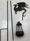 Wind   Weather Metal Dragon Silhouette Garden Stake With Solar Lantern