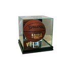 New Real Glass Square Basketball Display Case Cherry Sport Molding Uv Free Ship