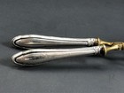 German 800 Silver Brass Serving Tongs Pierced Pastry Sandwich Asparagus Server