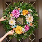  Spring Summer Wreath For Front Door  Porch - 24  Peony Dahlia Wreath