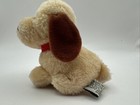 Dakin Plush Puppy Dog Small Cream Brown 1983 Vintage Floppy Ear Red Collar