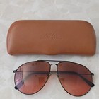 Hobie Polarized Aviator Sunglasses Black Metal Frame Brown Plastic Lenses Case