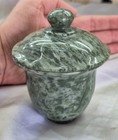 Hand Carved Natural Green Jade Bowl With Lid Chinese Gaiwan Tea Cup Lidded Jar