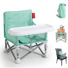  Portable Booster Seat  Foldable Baby High Chair With Removable Tray  Green