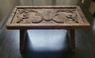 Gorgeous Antique Wood Stool Highly Carved Designs On The Seat   Sides