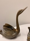 Vintage Solid Brass Swan Planters Hollywood Regency Decor Cottagecore Set Of 2