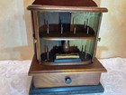  Victorian Wooden Tabletop Sewing Box W  Sliding Doors  Thread Holders   Drawer