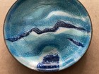 Vintage Mcm Enamel On Copper Metal Trinket Dish Artist Signed Clare Blue Blues 4
