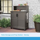 Suncast Patio Plastic Storage And Prep Station With Wicker Pattern  Stoney Gray