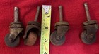 4 Antique Vintage Caster Wheels Wood   Metal Matching Set Wheel Height  1 Inch
