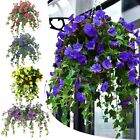 Artificial Hanging Basket Fake Silk Morning Glory Flower Vine Home Wedding Decor