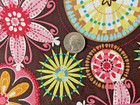 2 Yards Fabric   Colorful On Brown Lot 1 2y Each- Craft Material Sewing 2cv