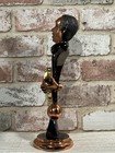 11 1 2    Tall Guitar Playing Man copper Metal Finish art Deco Statue