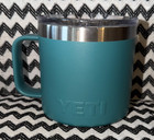 Yeti Rambler 14 Oz Mug River Green Retired Rare Color Drink Through Lid Euc