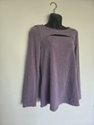 Nwt Emerald Womens Heathered Purple Cut-out Long Sleeve Pullover Blouse M Tunic