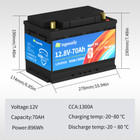 12v 70ah Lifepo4 Car Start-stop Lithium Battery Cca1300 Bms Auto Starter Battery