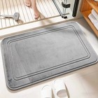 Super Soft Grey Bathroom Rug - Quick Dry  High Absorption  Non-slip Shower Mat