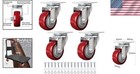 Swivel Casters Set Of 4 Heavy Duty Polyurethane Wheels 3 Inch Load 2200 Lbs