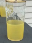 Set Of 7 Vintage Bartlett Collins Half Yellow Tumblers With Frosted Grape Design