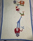 Pottery Barn Kids 2008 Baby Quilt  Blanket And Sham Circus Stacked Animals Theme