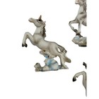 Lot Of 3 Vintage Hand Painted Derpy Unicorn Figurines Black White