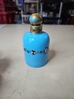 Antique Blue Opaline Glass Perfume Bottle With Stopper Handpainted
